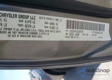 2013 Dodge Dart Aero из США, поврежденный, VIN 1C3CDFAH1DD295735